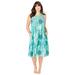 Plus Size Women's Crochet Gauze Sleeveless Lounger by Only Necessities in Aquatic Green Tapestry Floral (Size L)