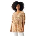 Plus Size Women's Button Front Crinkle Tunic by ellos in Light Strawberry Tropical (Size 26/28)