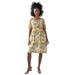 Plus Size Women's Ruffled V-Neck Empire Dress by ellos in Soft Butter Floral (Size 34)