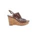 Franco Sarto Wedges: Brown Print Shoes - Women's Size 8 1/2 - Peep Toe