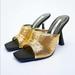 Zara Shoes | Gold Mesh Heeled Sandals | Color: Black/Gold | Size: 11