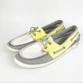 Columbia Shoes | Columbia Yellow Cream Gray Canvas Boat Shoe Size 10 | Color: Cream/Yellow | Size: 10