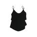 Aqua Green Swimsuit Top Black Solid Scoop Neck Swimwear - Women's Size Medium