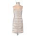 BCBGMAXAZRIA Cocktail Dress - Sheath Open Neckline Strapless: Silver Print Dresses - Women's Size 2