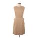 French Connection Casual Dress - Sheath High Neck Sleeveless: Tan Print Dresses - New - Women's Size 8