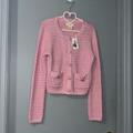Jessica Simpson Sweaters | Nwt Barbie Pink Jessica Simpson Shimmer Sparkle Cardigan Sweater Jacket M | Color: Pink/Silver | Size: M