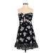 Lulus Casual Dress - A-Line Strapless Sleeveless: Black Print Dresses - Women's Size X-Small