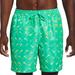 Nike Swim | New Nike Men's 7" Green Print Swoosh Swim Trunks- Size Large | Color: Green/Yellow | Size: L