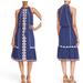 Anthropologie Dresses | Anthropologie Parker Atlas Embroidered Woven Gauze Midi Dress Boho Navy Small | Color: Blue/White | Size: S