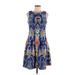 Gabby Skye Casual Dress - A-Line High Neck Sleeveless: Blue Dresses - Women's Size 8