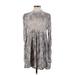 Free People Casual Dress - A-Line High Neck Long sleeves: Silver Dresses - Women's Size Small