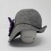 Anthropologie Accessories | Madison 88 New York City Anthropologie Grey 100% Wool Hat Purple Flower Women Os | Color: Purple | Size: Os