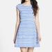 Lilly Pulitzer Dresses | Lilly Pulitzer Briella Blue White Striped Boat Neck Fit Flare Mini Dress Sz M | Color: Blue/White | Size: M