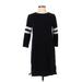 J.Crew Factory Store Casual Dress - Shift High Neck 3/4 sleeves: Black Color Block Dresses - Women's Size Small