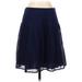 J.Crew Casual A-Line Skirt Knee Length: Blue Print Bottoms - Women's Size 4