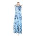 Style&Co Casual Dress - A-Line Scoop Neck Sleeveless: Blue Tie-dye Dresses - Women's Size Medium Petite