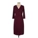 Chico's Casual Dress - Wrap: Burgundy Houndstooth Dresses - Women's Size Small