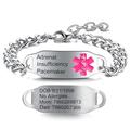 RhanY Custom Medical id Bracelets for Women Adjustable Stainless Steel Emergency Bracelet Custom Engraved Allergy Medical Alert id Bracelets,6-8 inch (Stainless Steel-Pink)