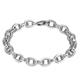 BDUBZ S925 Sterling Silver Polished Ring Clasp Six Character Bracelet, Personalized S925 Sterling Silver Six Character Bracelet for Men and Women,Silver,20cm