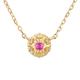 Mesnt Necklaces For Women Trendy, 18K Yellow Gold Flower Pendant Necklace with Created Ruby 40+2cm