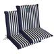 LILENO HOME Garden Chair Cushions in Dark Blue Stripes [Set of 2 - Low-Back] - Comfortable Loungers as Seat Cushions for Garden Furniture - Chair Cushions for Garden Chairs and Folding Chairs Malt