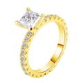 Mesnt Yellow Gold Rings For Wedding, Womens 14K Yellow Gold 2ct Princess Cut Moissanite Eternity Engagement Ring (Customize Size)