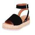 Sandals for Women Dressy Summer Wedge Sandals Casual Open Toe Rubber Sandals Buckle Ankle Women's Wedge Studded Sole Strap Women's Sandals Womens Walking Sandals Size 9 Shoes for Women (Black, 6)