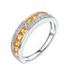 Wycian Princess Ring Band, Princess Cut Engagement Ring Faux 18K White Gold 1 1.17CT VVS Yellow Lab Sapphire with 0.14CT H White Diamond M 1/2 Valentine