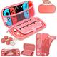 HEYSTOP Tasche für Nintendo Switch Lite,Kristall TPU Hülle für Nintendo Switch Lite Zubehör,Switch Lite Case mit Displayschutzfolie und Daumenkappen für Nintendo Switch Lite Konsole,Rosa