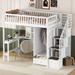 Stairway Twin Loft Beds Wood Loftbed Frame w/Wardrobe, Desk & Storage