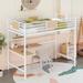 Metal Loft Bed Twin Size with Built-in Desk and Shelf, Metal Twin Loft Bed with Guardrail, Twin Loftbed Frame Metal Bedframe