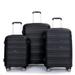 Hardshell Suitcase Spinner Wheels PP Luggage Sets Lightweight Durable Suitcase with TSA Lock, 3-Piece Set (20/24/28) Black