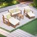 Outdoor Acacia Wood 6-Piece ConversationSet, Garden Seating Groups Chat Set