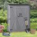 Outdoor Wood Storage Shed Tool Organizer, Garden Shed, Storage Cabinet with Asphalt Roof, Double Lockable Doors, 3-tier Shelves