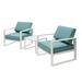 Patio 2 Seater Green Couch Chair 3 Piece Sofa Set With End Side Table Outdoor