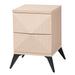 Draper Mid-Century Modern Two-Tone Light Brown and Black Wood 2-Drawer Nightstand