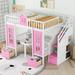 Stairway Bunk Bed with Changeable Table, Wood House Bedframe with Window & 2 Drawers, Bunk Bed Turn into Upper Bed and Down Desk