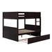 Convertible Wood Full Size Bunk Bed with Trundle & Ladder, Solid Wood Detachable Bunkbeds Frame for 3 Kids, Full Over Full Size
