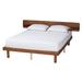 Morana Mid-Century Modern Walnut Brown Finished Wood Queen Size Platform Bed with Built-in Shelf