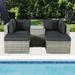 5-Piece Outdoor Rattan Furniture Sets with 2 Corner Sofas, 2 footrests, 1 Coffee Table & Cushions