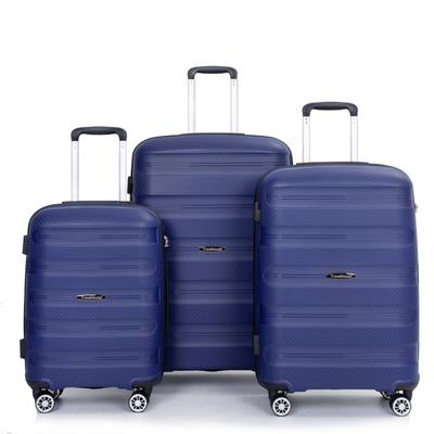 Hardshell Suitcase Spinner Wheels PP Luggage Sets Lightweight Durable Suitcase with TSA Lock, 3-Piece Set (20/24/28) Blue