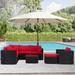 8-Piece Outdoor Rattan Furniture Sets with 6 Sofas, 1 Coffee Table, 1 Ottoman & 14 Cushions