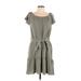 DKNY Casual Dress - Mini Boatneck Short sleeves: Gray Print Dresses - Women's Size 12