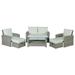 6-Piece Outdoor Rattan Furniture Sets with 3 Sofas, 2 Ottomans, 1 Coffee Table & Cushions