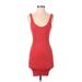 H&M Cocktail Dress - Bodycon Plunge Sleeveless: Red Print Dresses - Women's Size Small