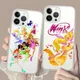 W-Winx-Coque de téléphone à motif de dessin animé pour iPhone15 14 12 13 11 Pro Max Poly X XS MAX