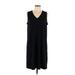 J.Jill Casual Dress - Mini V-Neck Sleeveless: Black Print Dresses - Women's Size Large