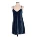 Hollister Cocktail Dress - A-Line Plunge Sleeveless: Blue Solid Dresses - Women's Size Small