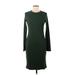 H&M Casual Dress - Sheath Crew Neck Long sleeves: Green Print Dresses - Women's Size Medium