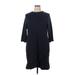 J.Jill Casual Dress - Wrap Crew Neck 3/4 sleeves: Blue Print Dresses - Women's Size X-Large Petite